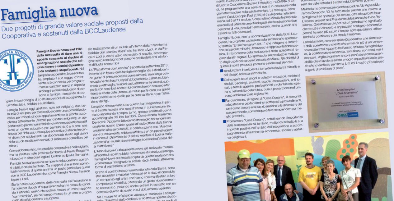 Laus Organ su Famiglia Nuova Due progetti di grande valore sociale